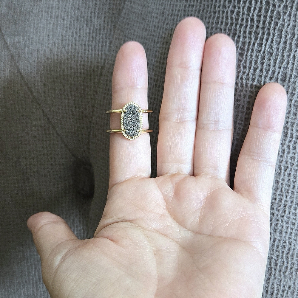 ✨️HP✨️ Kendra Scott "Elyse" Double✌️ Band Platinum Drusy Ring💍 - Picture 4 of 16